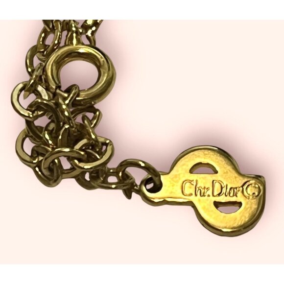 DIOR 80s-90s Germany Heart Necklace Gold Tone Rhinestone Made in Germany *READ* - Picture 6 of 7